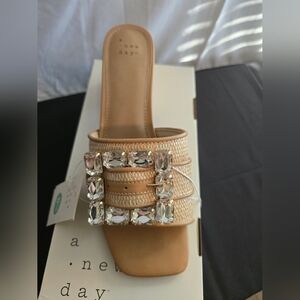 A New Day Women's Tan Slide Sandals